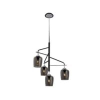BRIGHT STAR CH246/4 BLACK METAL & SMOKED GLASS CHANDELIER