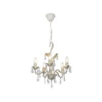 BRIGHT STAR CH521/5 FOSSIL WHITE & CRYSTAL CHANDELIER