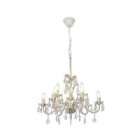 BRIGHT STAR CH521/9 FOSSIL WHITE & CRYSTAL CHANDELIER
