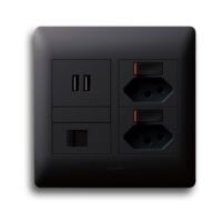 LEGRAND YSALIS PYNSUD44BLK SLIMLINE+USB+DATA SOCKET, BLACK