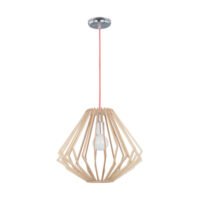 BRIGHT STAR PEN444 WOOD & CHROME PENDANT