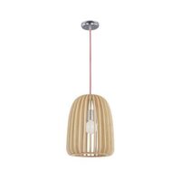 BRIGHT STAR PEN445 WOOD & CHROME PENDANT