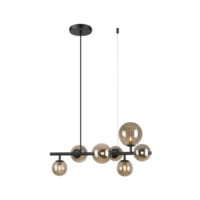 BRIGHT STAR PEN471/7 MATT BLACK & SMOKED GLASS PENDANT