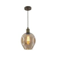 BRIGHT STAR PEN612 ANTIQUE BRASS & AMBER GLASS PENDANT