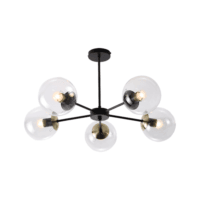 BRIGHT STAR CH537/5 BLACK & ANTIQUE BRASS CHANDELIER