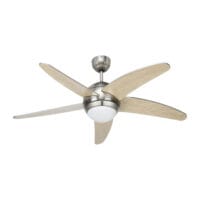 BRIGHT STAR FCF007 SATIN CHROME & WOOD CEILING FAN