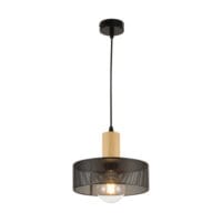 BRIGHT STAR PEN837 BLACK METAL & WOOD PENDANT