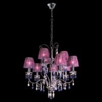 230v 40W E14 Swarovski Crystal Chandelier with Violet Silk Shades